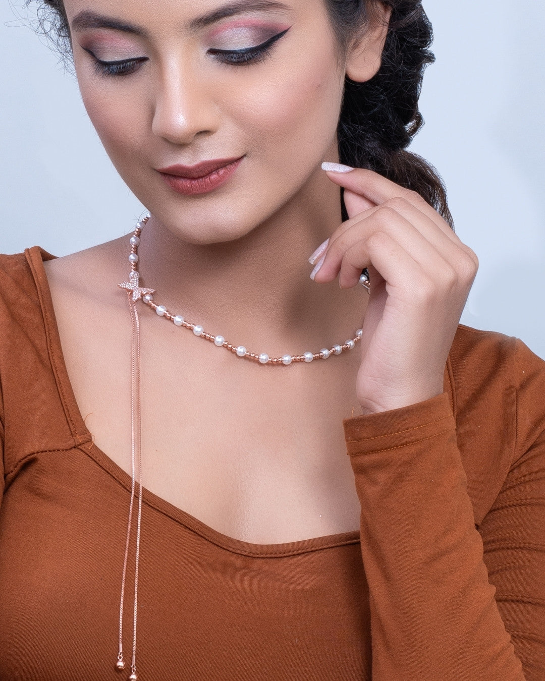 Silver Enchanted Symphony Pearl Bead Pendant Necklace