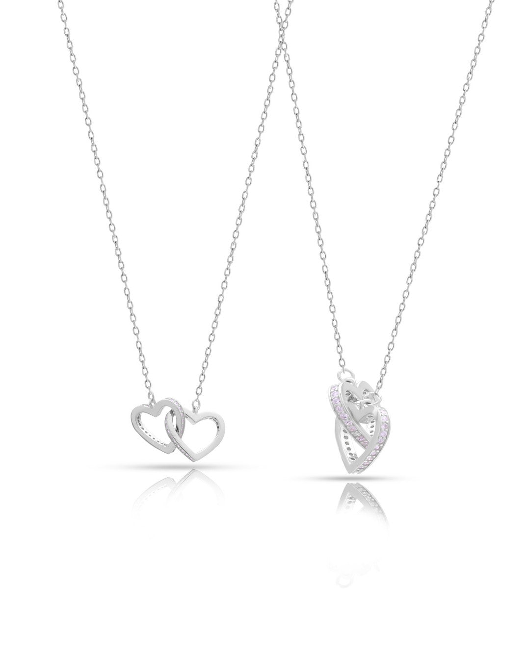 Silver Entwined Hearts Love Pendant Necklace