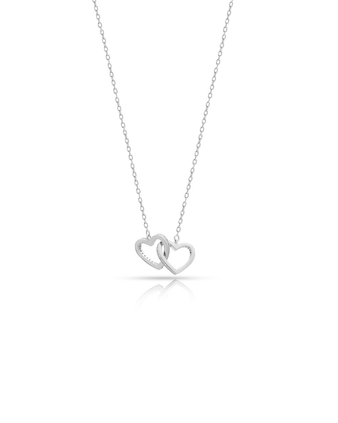 Silver Entwined Hearts Love Pendant Necklace