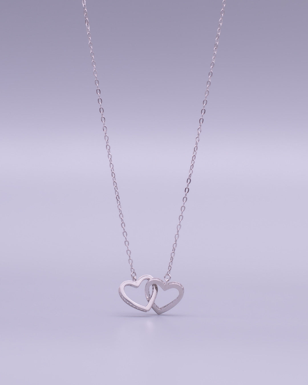 Silver Entwined Hearts Love Pendant Necklace