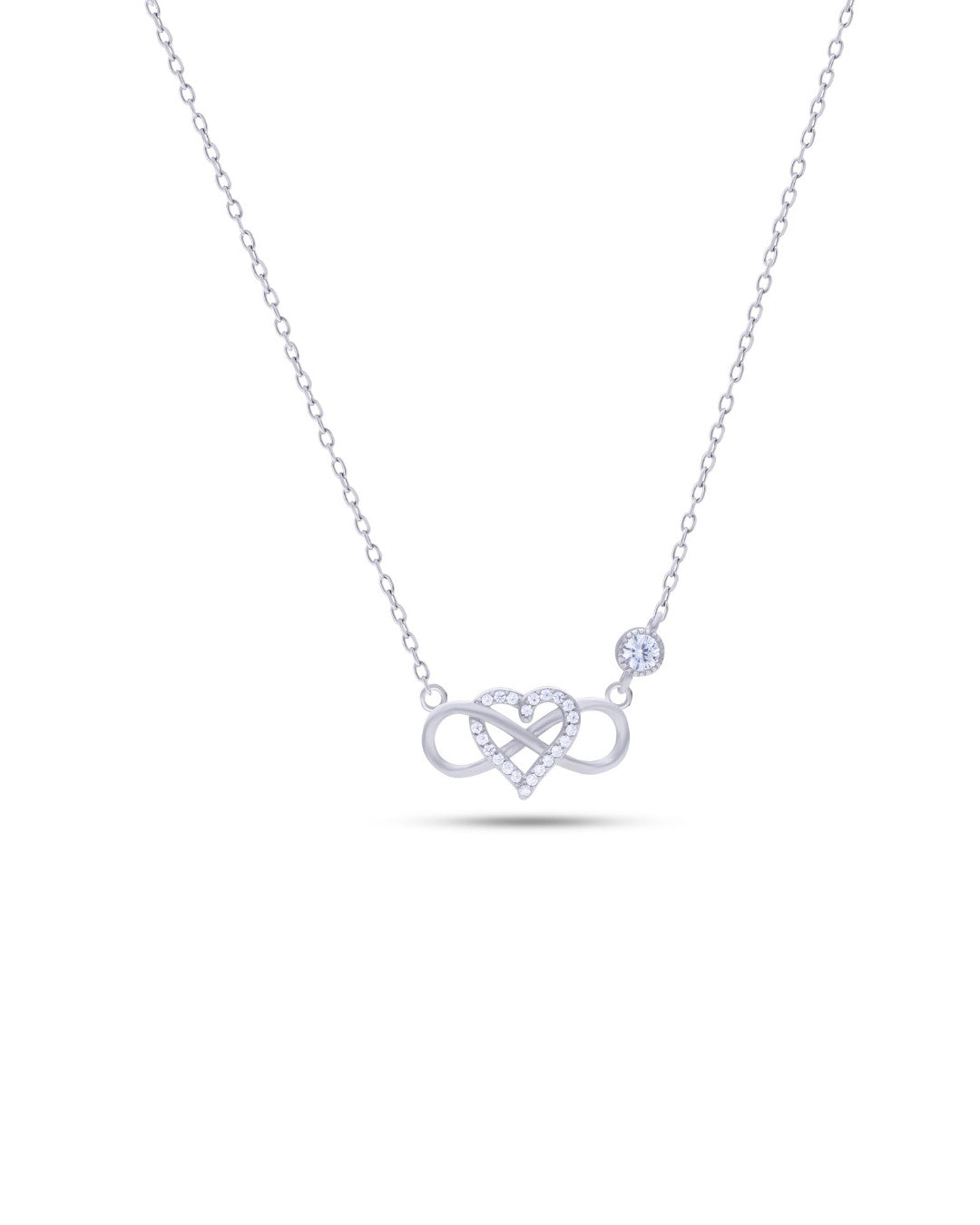 Silver Eternal Bond Infinity Heart Pendant Necklace