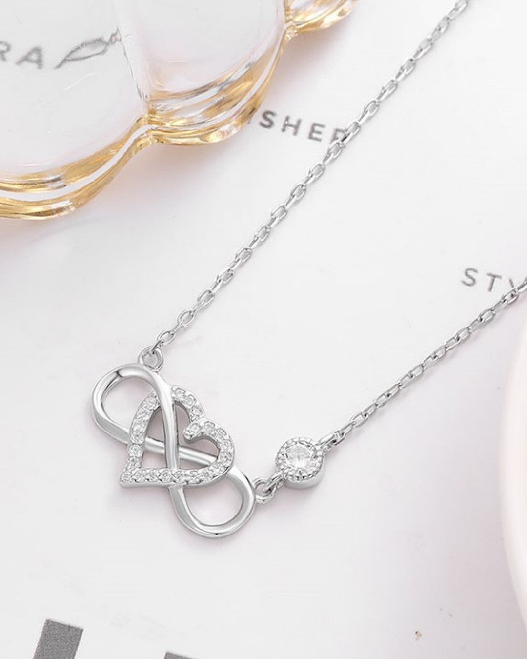 Silver Eternal Bond Infinity Heart Pendant Necklace