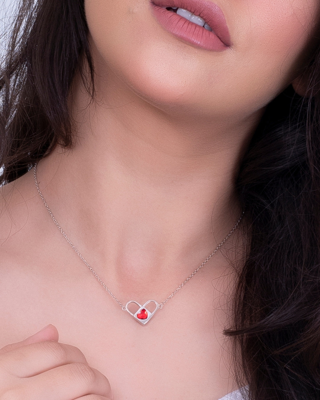Silver Eternal Love Heart Pendant Necklace