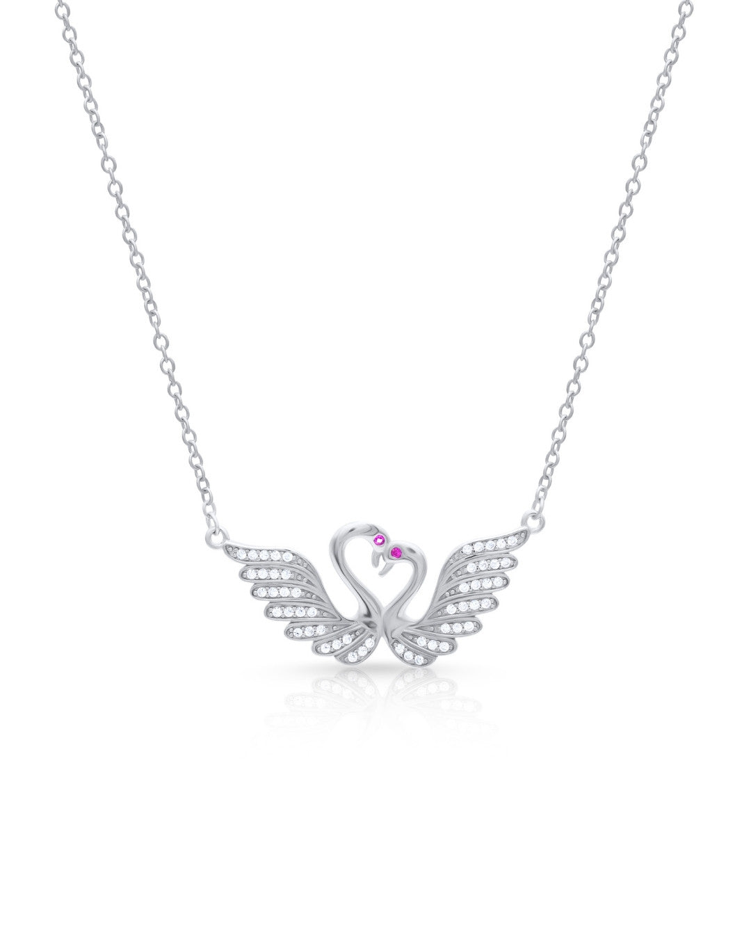 Silver Eternal Love Swans Pendant Necklace