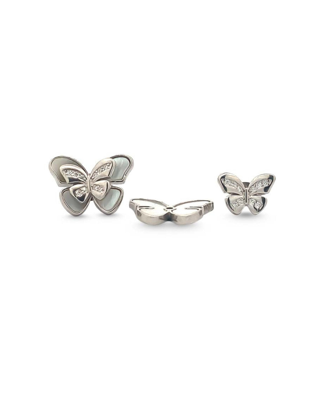 Silver Ethereal Butterfly Charm Earrings