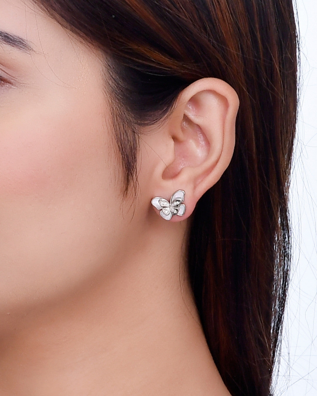 Silver Ethereal Butterfly Charm Earrings