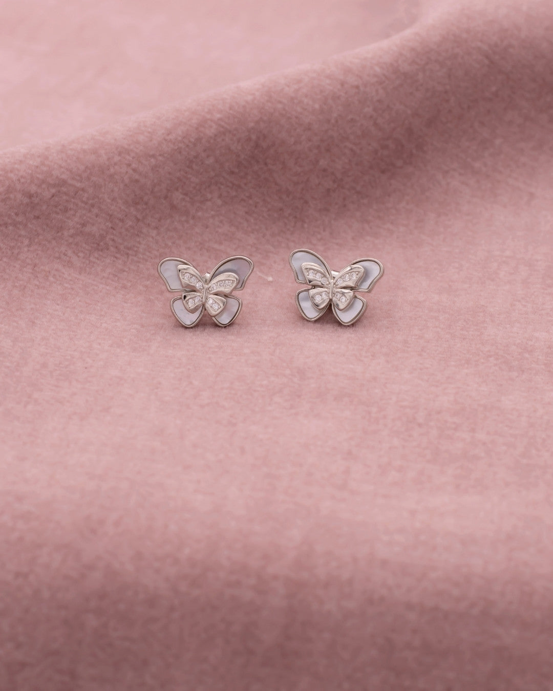 Silver Ethereal Butterfly Charm Earrings