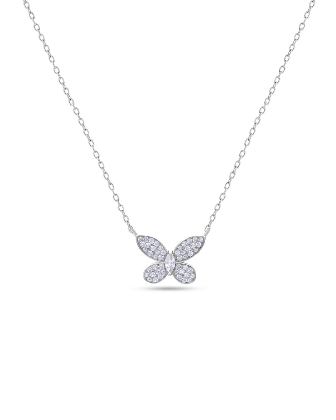Silver Ethereal Butterfly Sparkle Pendant Necklace