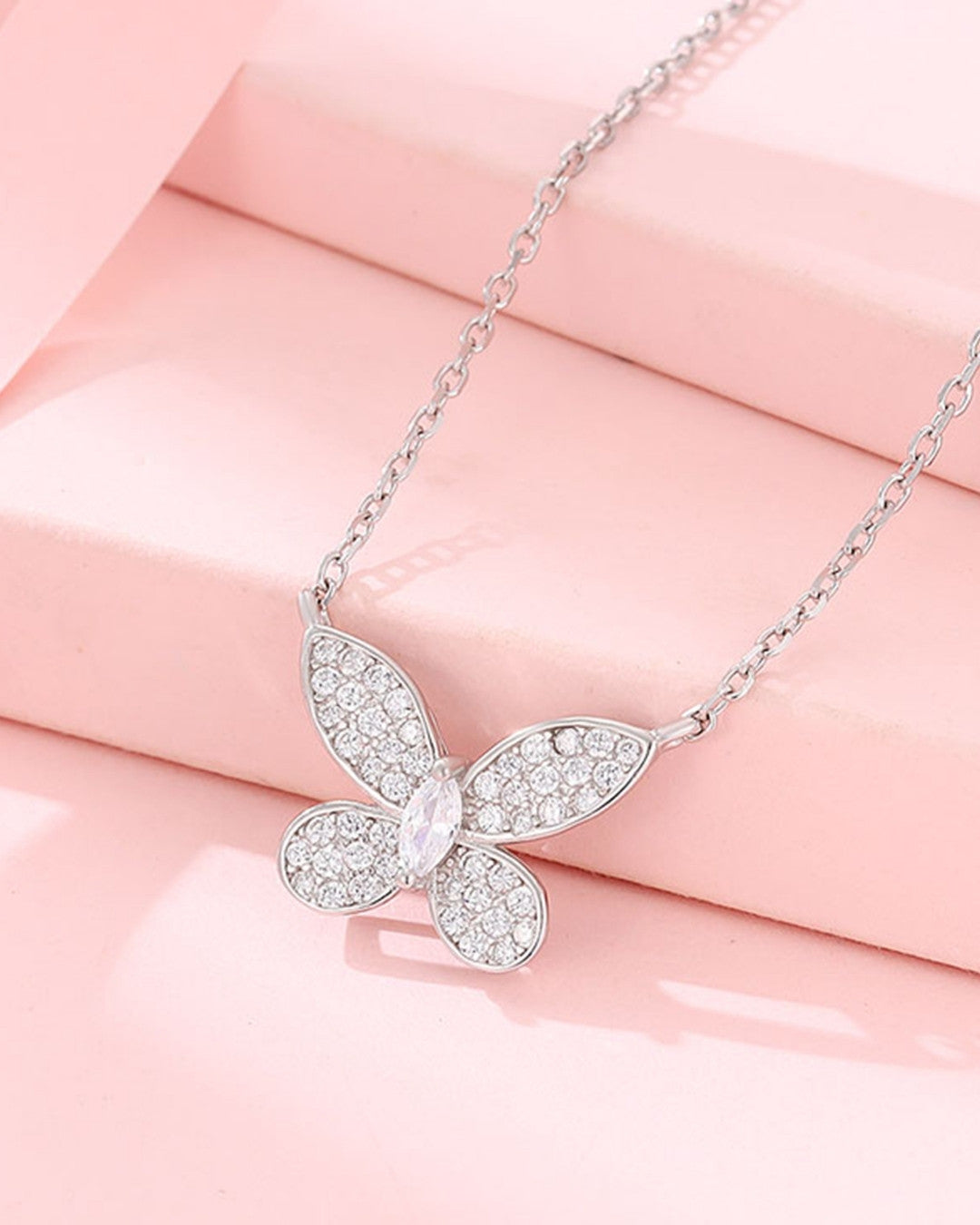 Silver Ethereal Butterfly Sparkle Pendant Necklace