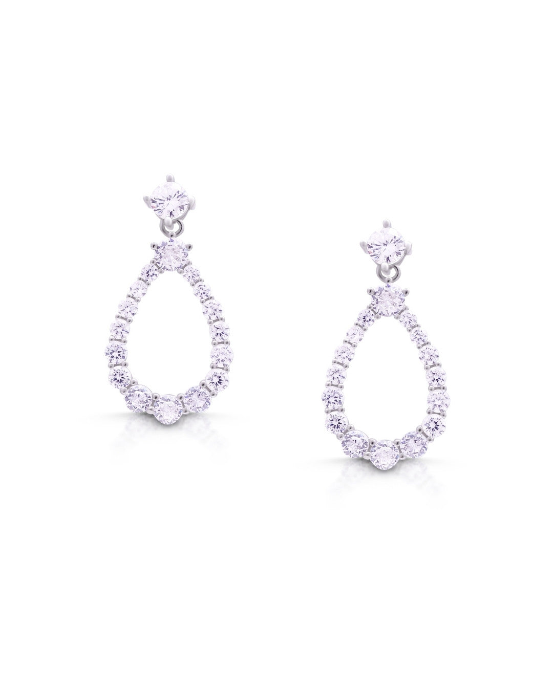 Silver Ethereal Teardrop Diamond Earrings