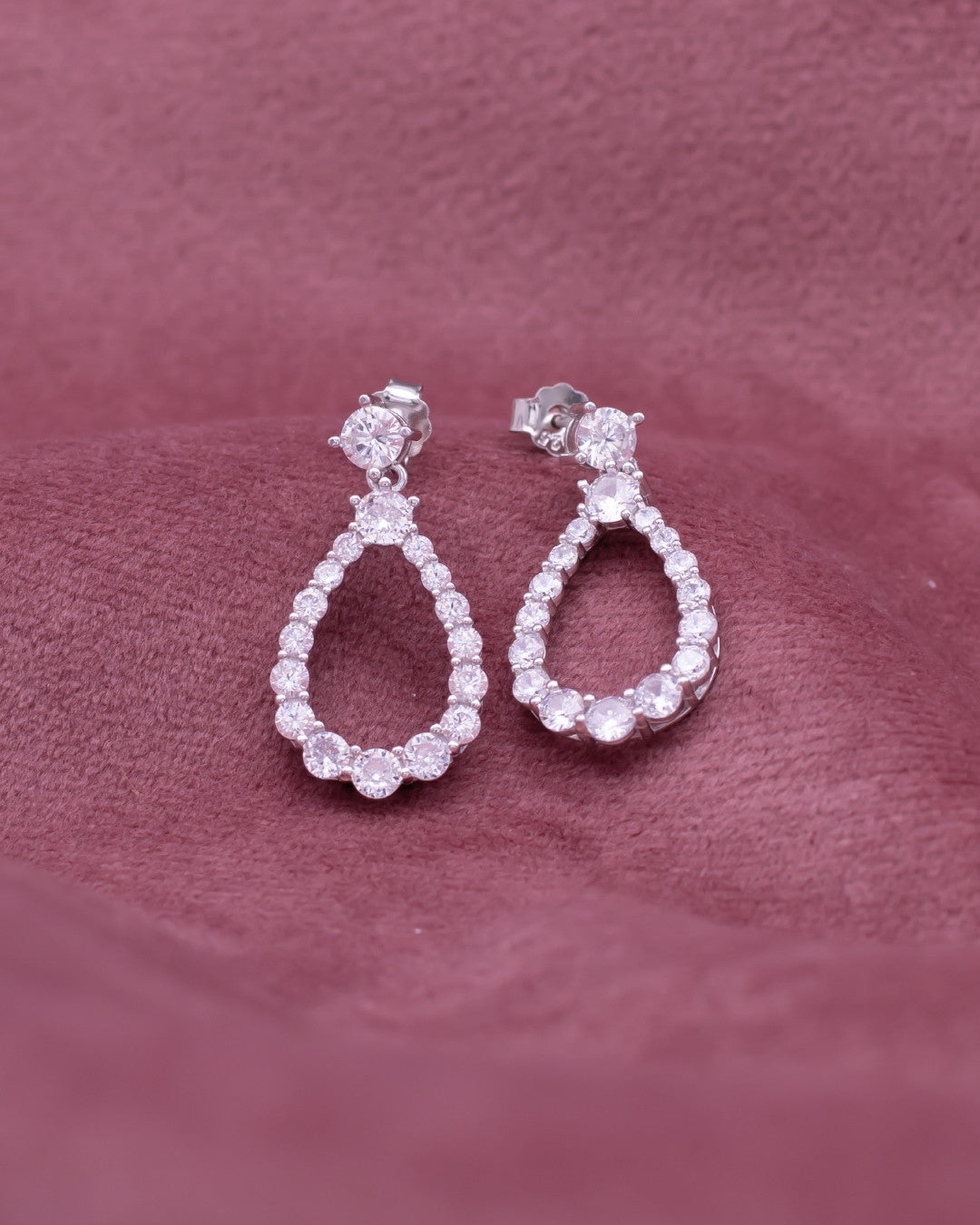 Silver Ethereal Teardrop Diamond Earrings