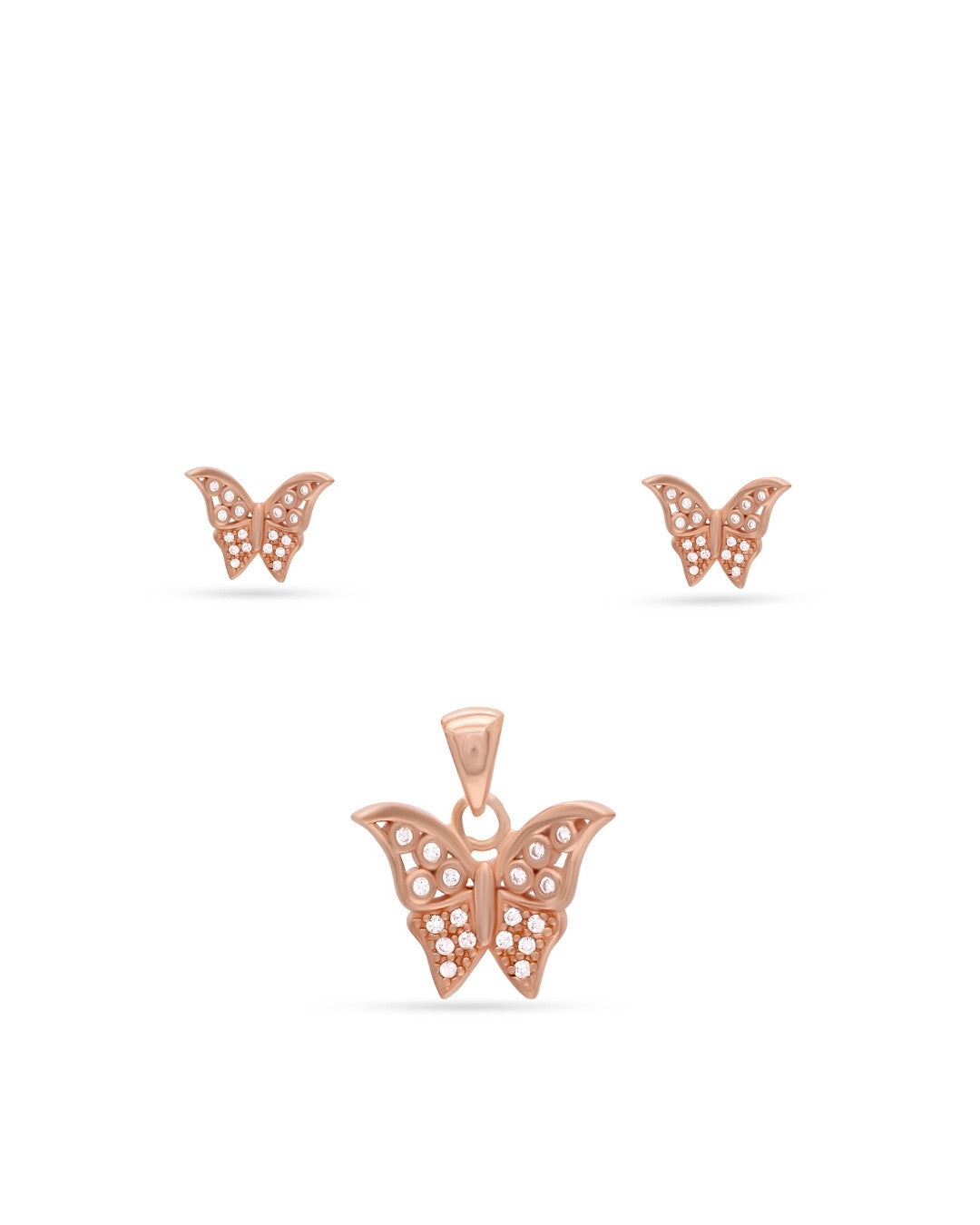 Silver Fluttering Elegance Rose Gold Pendant Set