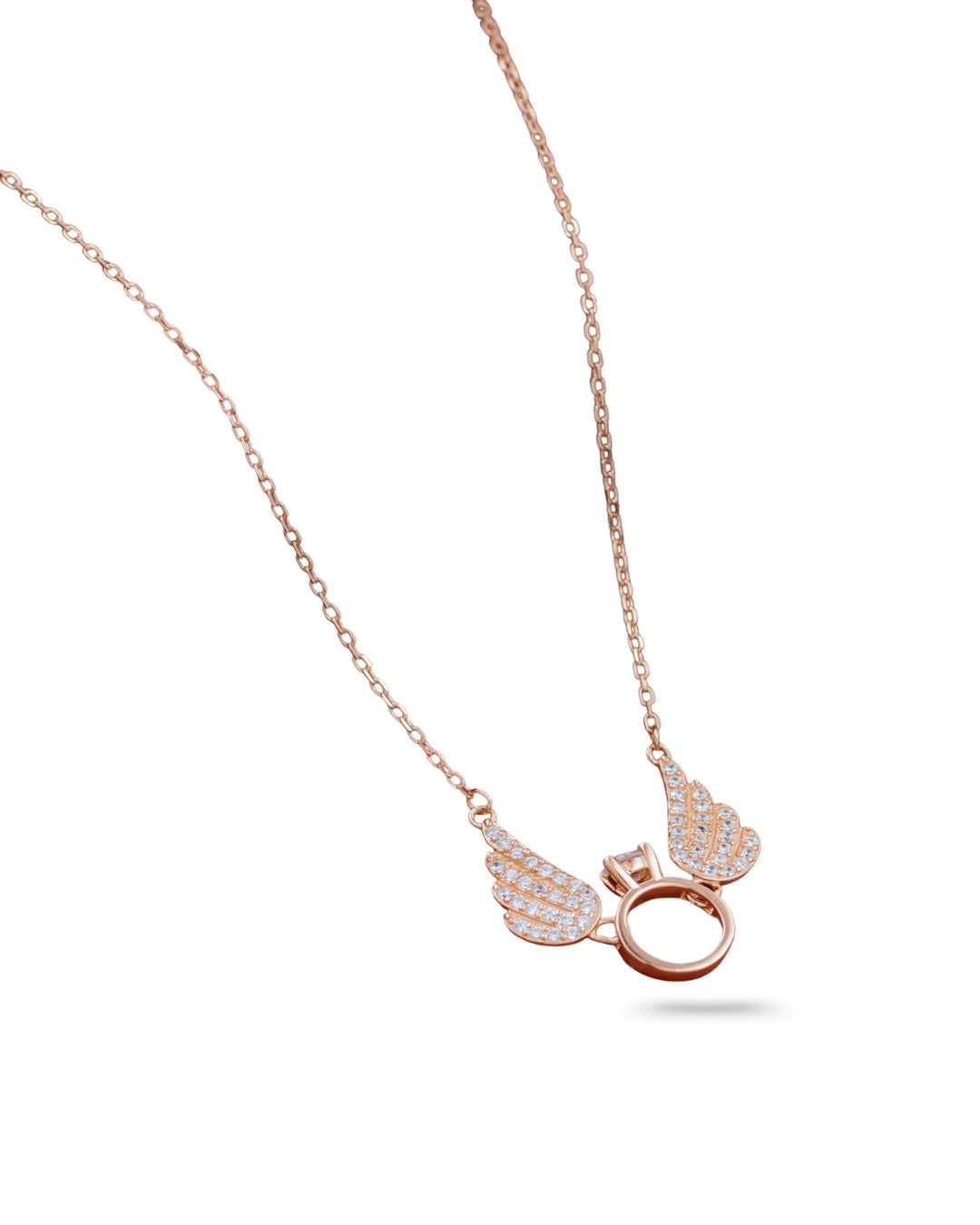 Silver Golden Angel Engagement Pendant Necklace