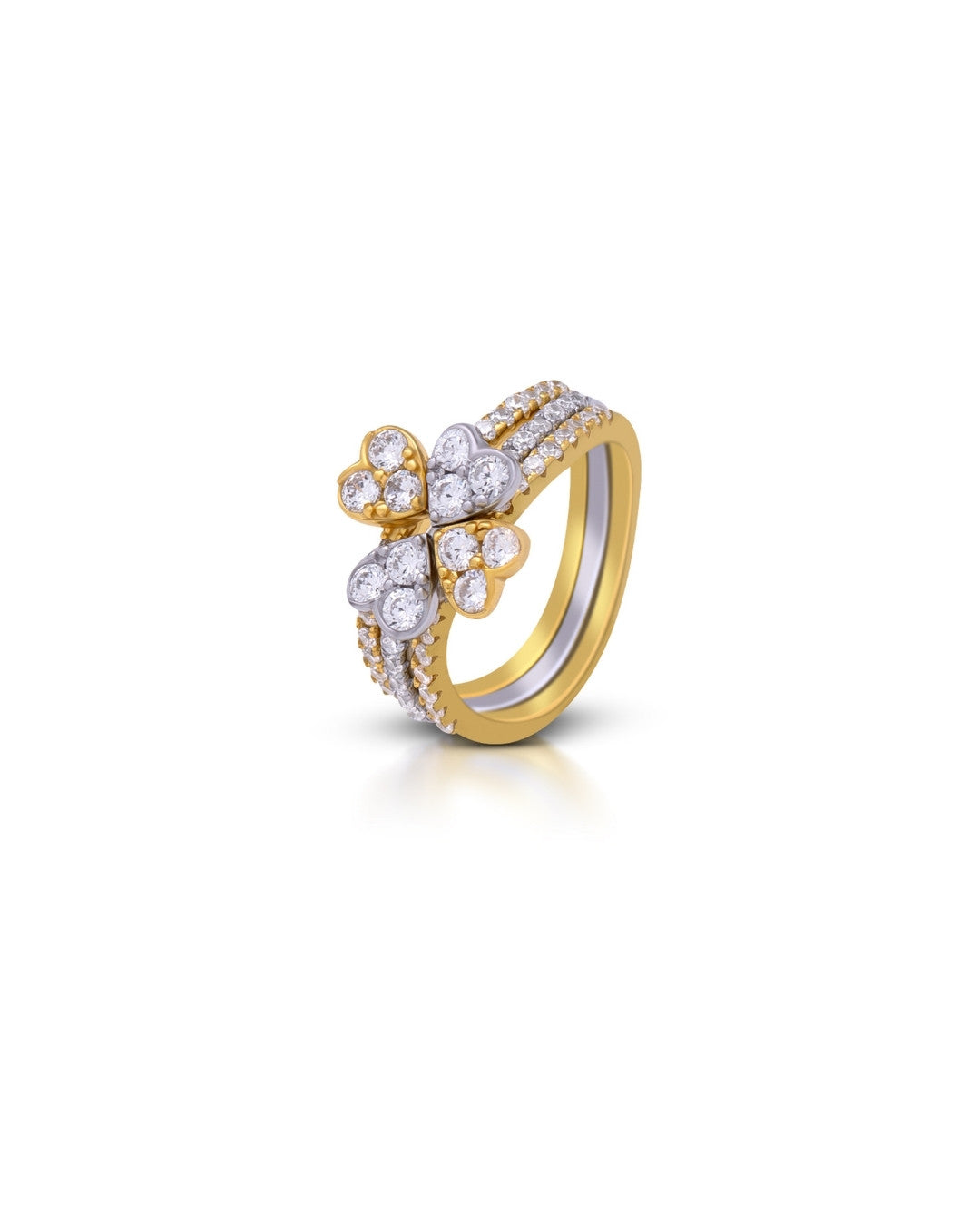 Silver Golden Blossom Stacked Ring