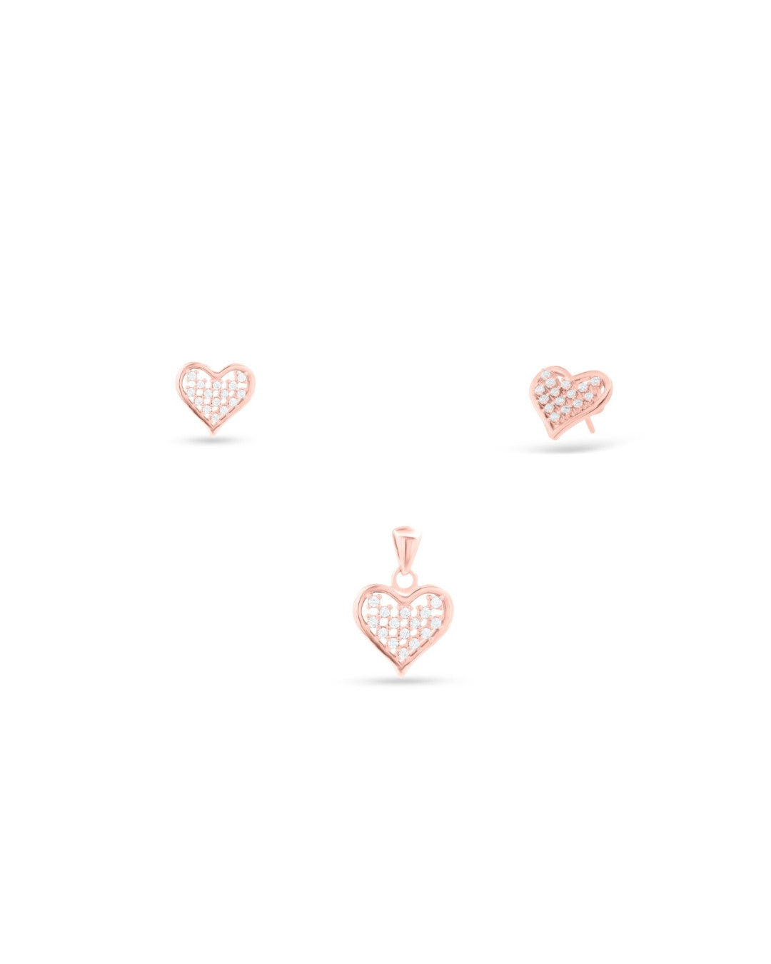 Silver Golden Glow Heart Pendant & Earrings Set