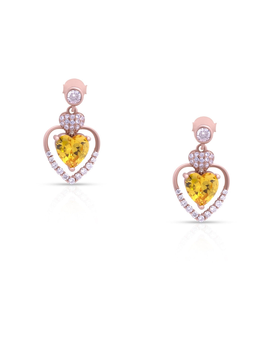 Silver Golden Radiance Heart Earrings