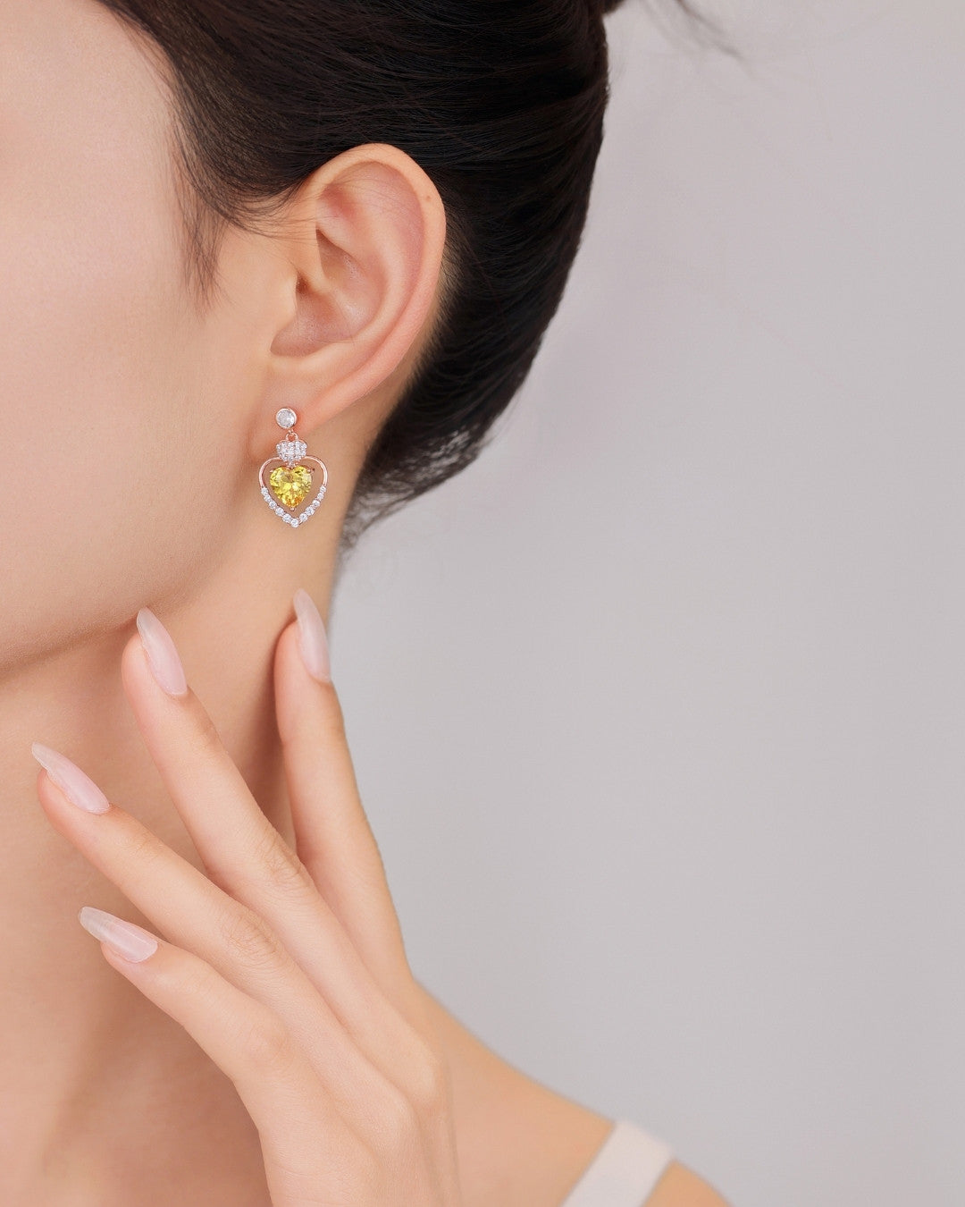 Silver Golden Radiance Heart Earrings