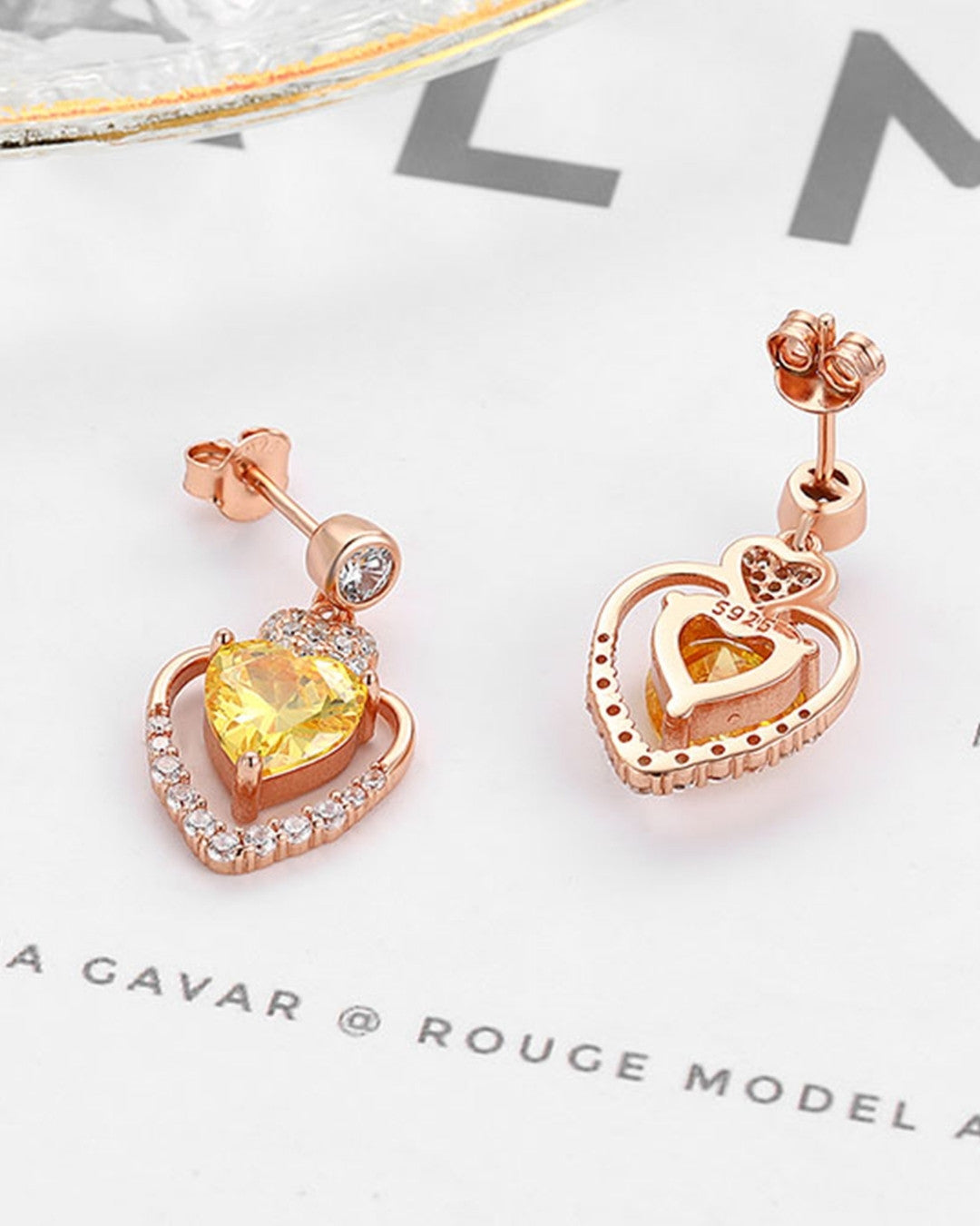 Silver Golden Radiance Heart Earrings