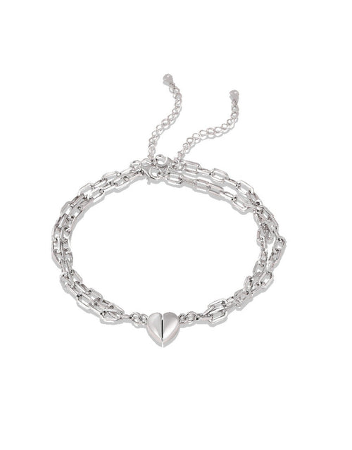 Silver Heart Chain Embrace Bracelet