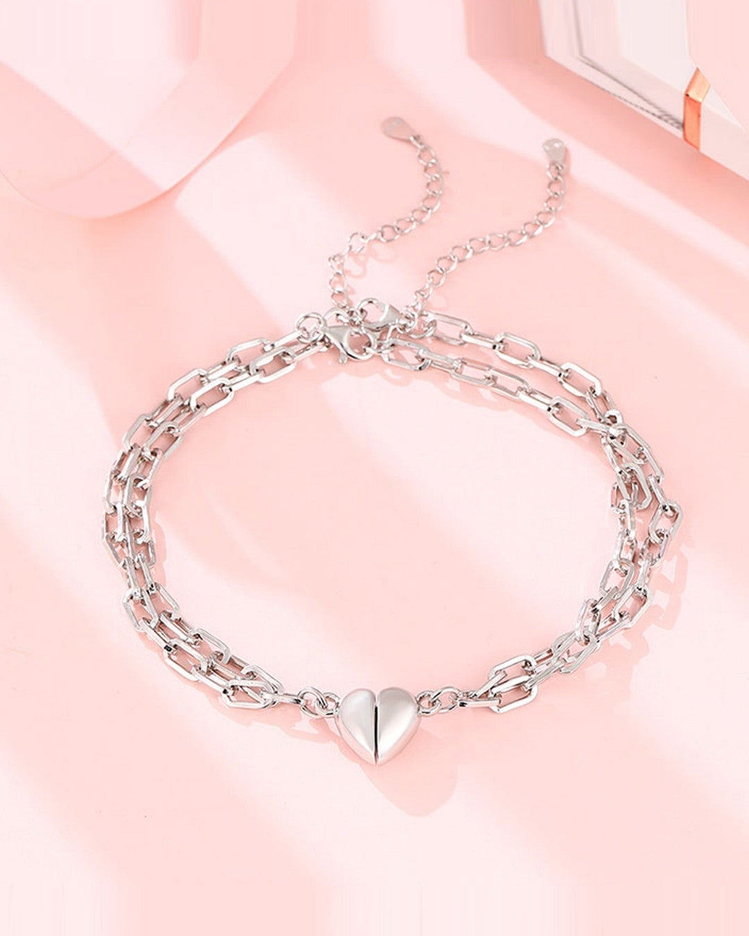 Silver Heart Chain Embrace Bracelet