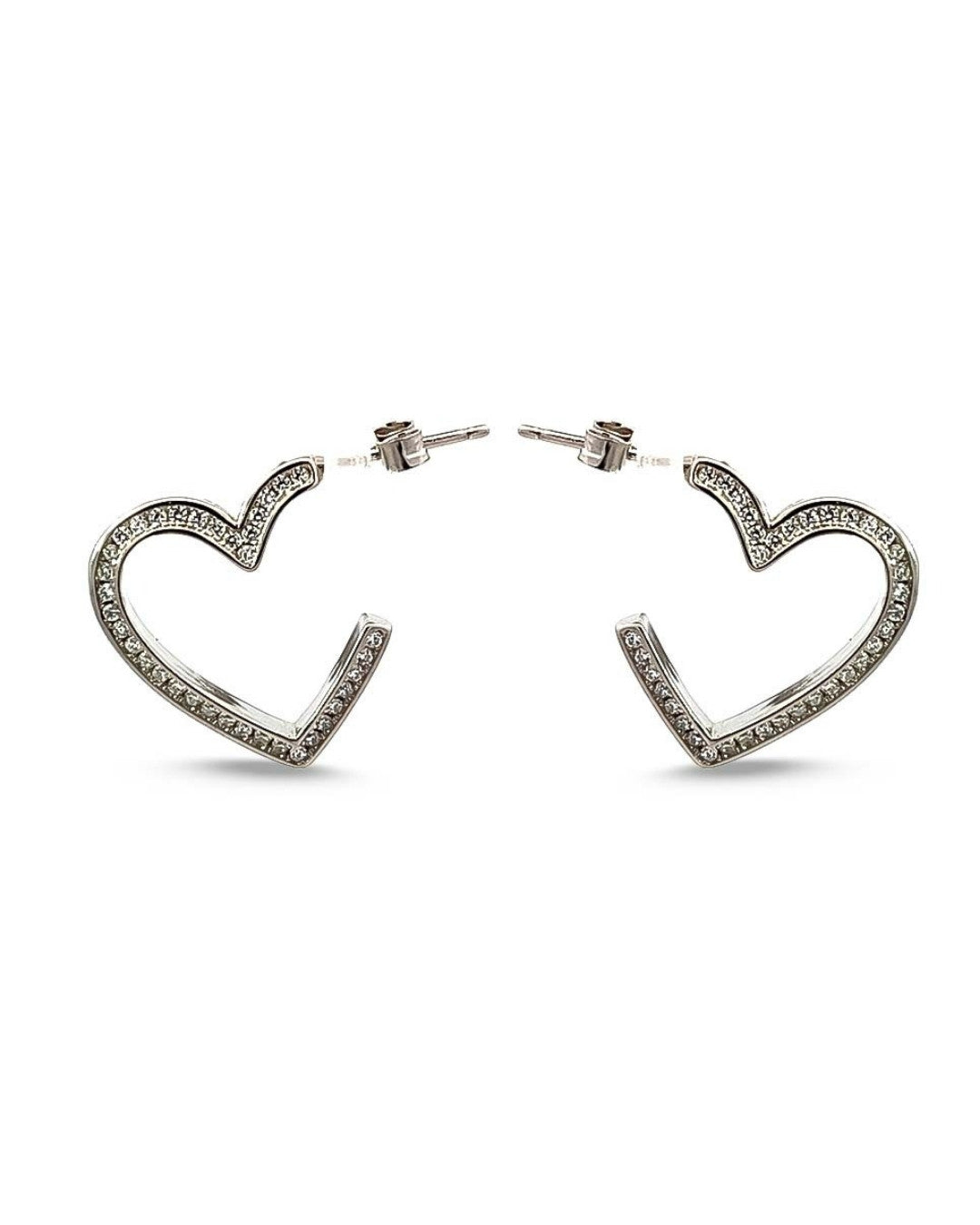 Silver Heart Spark Earrings