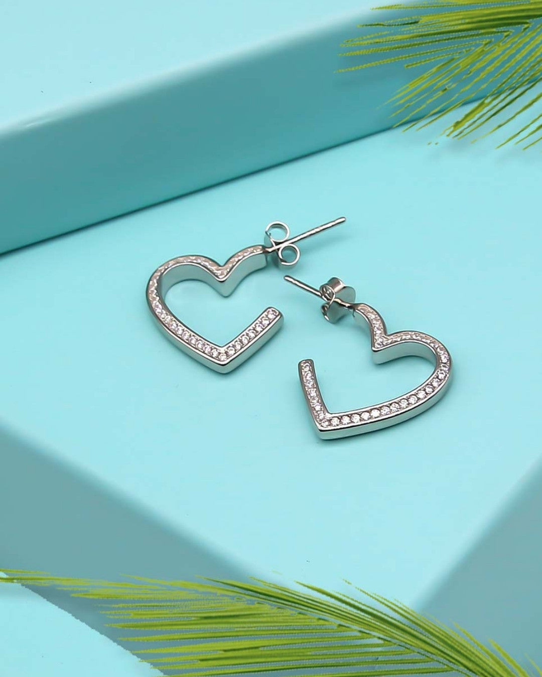 Silver Heart Spark Earrings