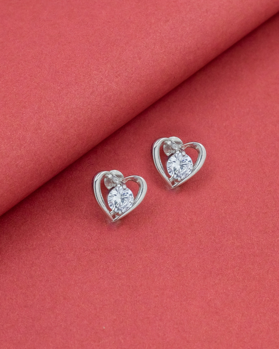 Silver Heartfelt Radiance Stud Earrings