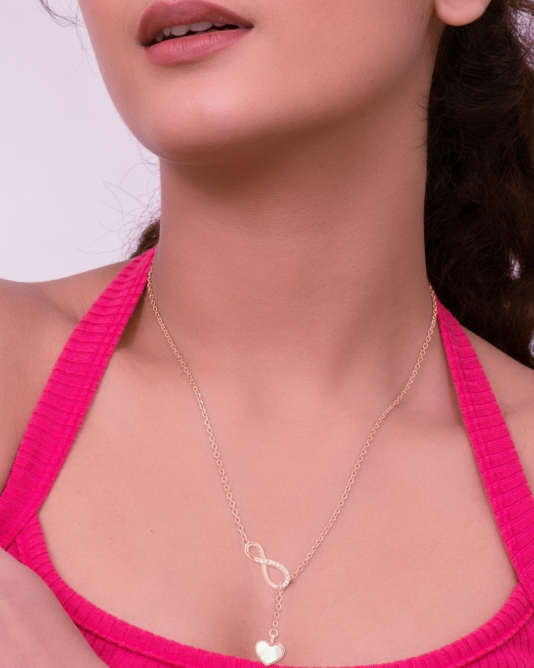 Silver Infinity Heart Romance Pendant Necklace