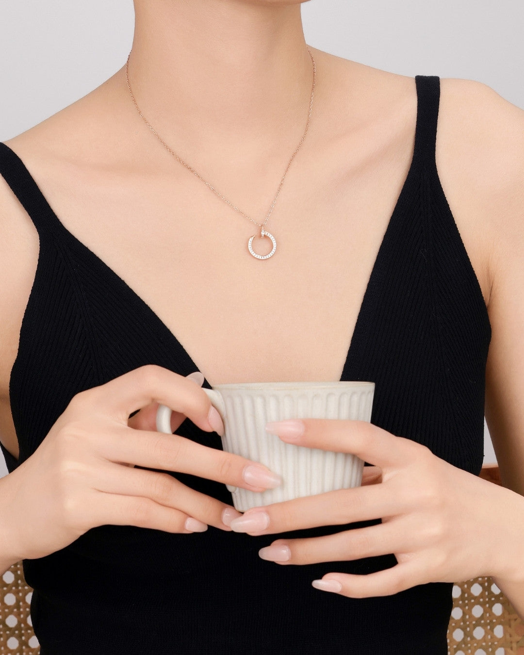 Silver Infinity Spark Crescent Pendant Necklace