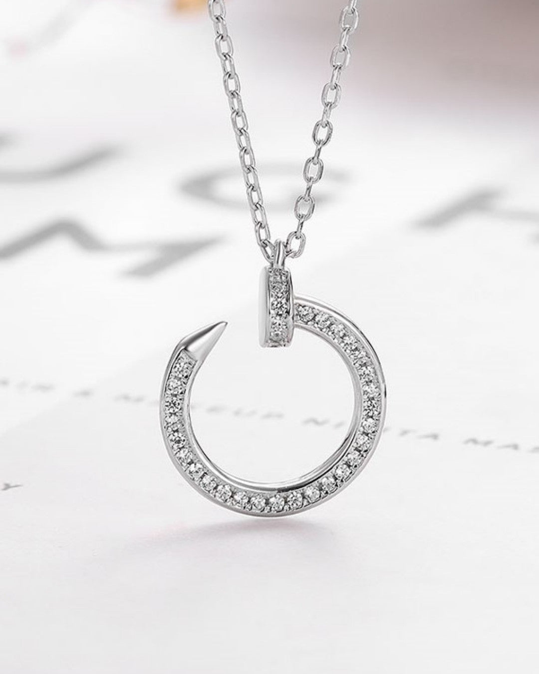 Silver Infinity Spark Crescent Pendant Necklace