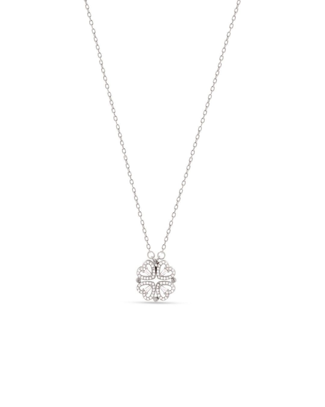 Silver Lucky Charm Clover Pendant Necklace