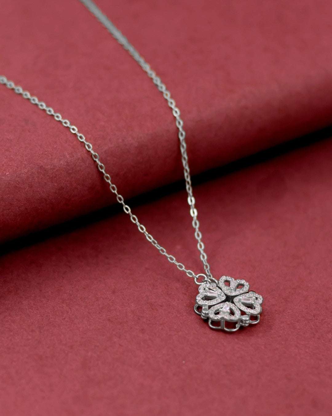 Silver Lucky Charm Clover Pendant Necklace
