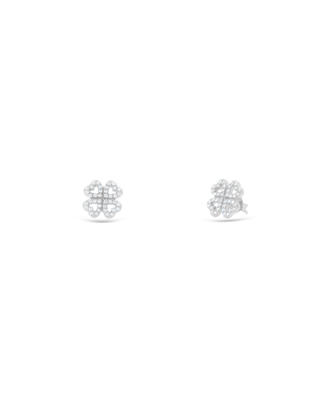 Silver Lucky Clover Sparkle Earrings