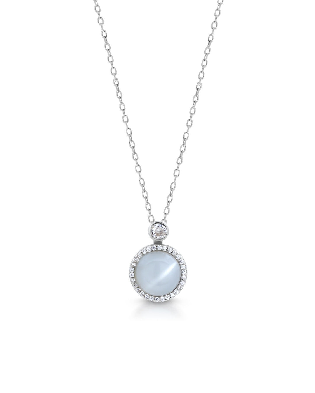 Silver Lunar Glow Pearl Pendant Necklace