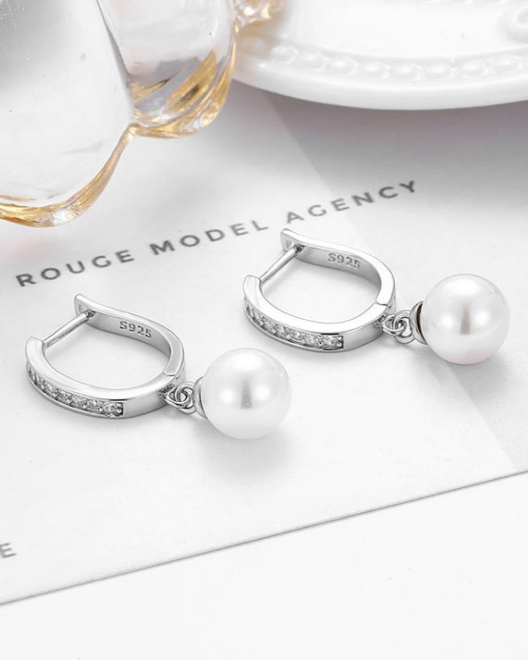 Silver Lustrous Elegance Pearl Earrings