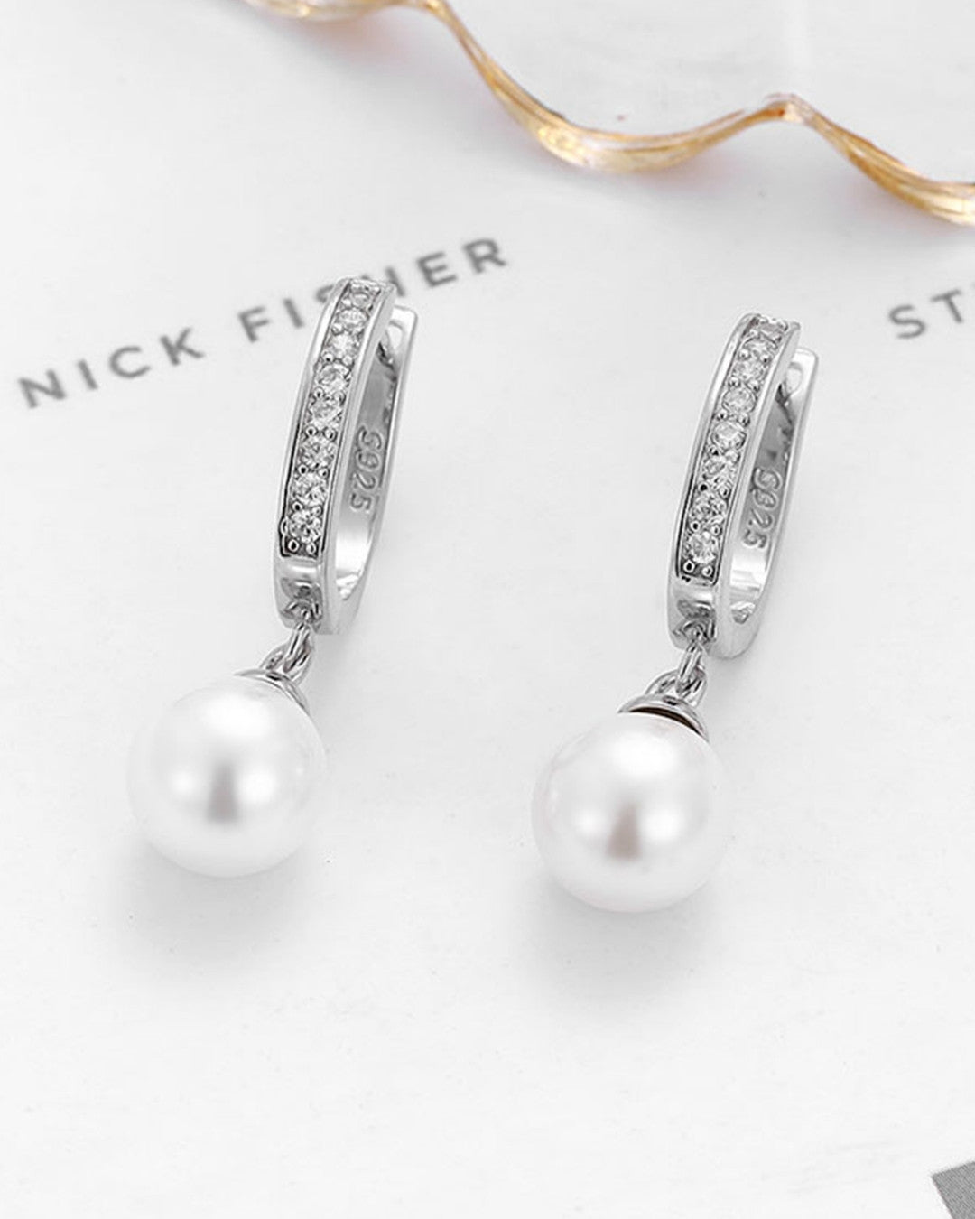 Silver Lustrous Pearl Drop Earrings