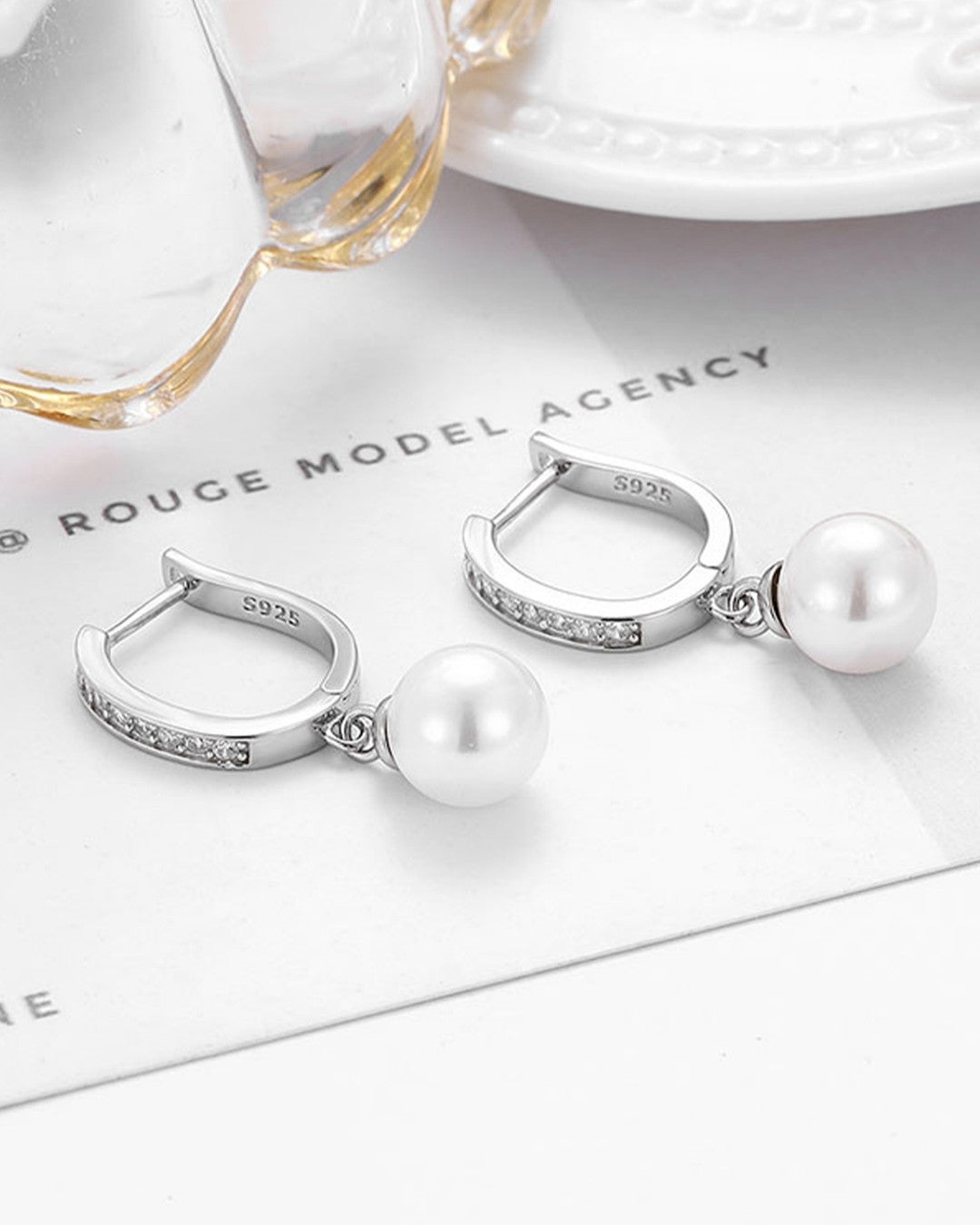 Silver Lustrous Pearl Drop Earrings