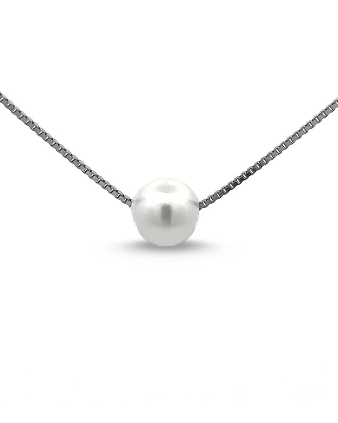 Silver Lustrous Pearl Elegance Pendant Chain