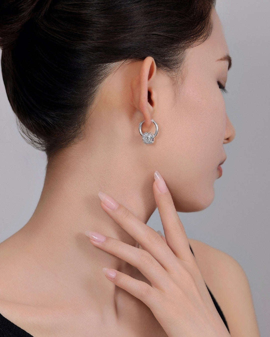 Silver Luxe Dice Hoop Earrings