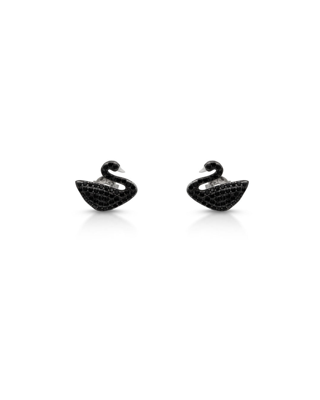 Silver Midnight Swan Earrings
