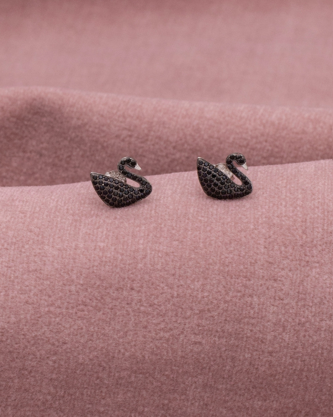 Silver Midnight Swan Earrings