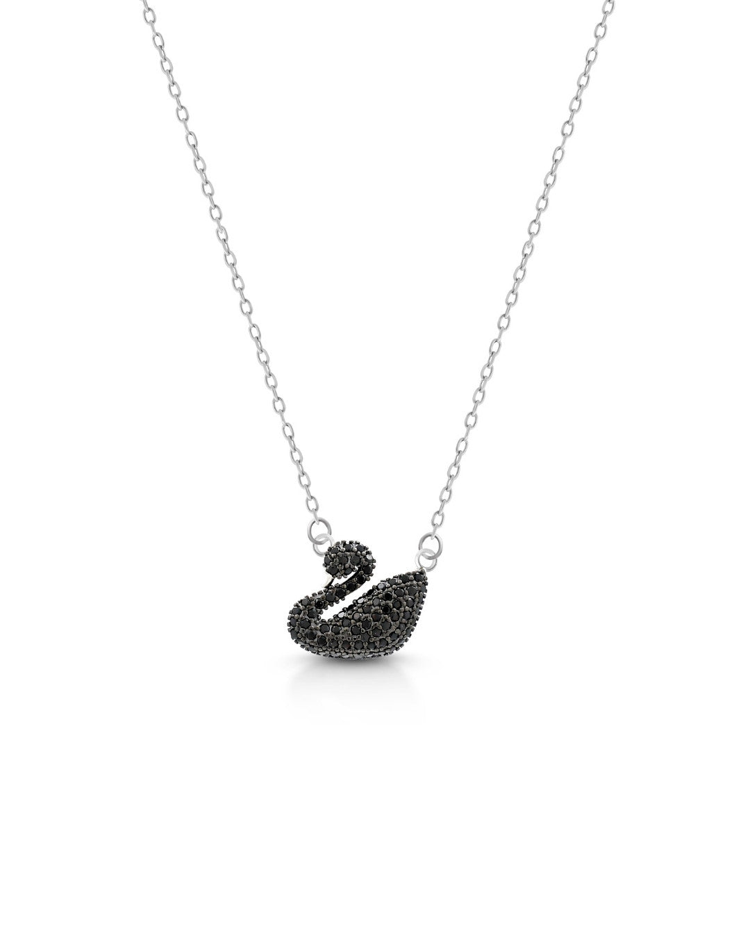 Silver Midnight Swan Elegance Pendant Necklace