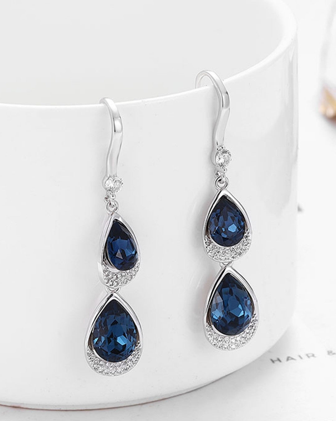 Silver Midnight Teardrop Dangle Earrings