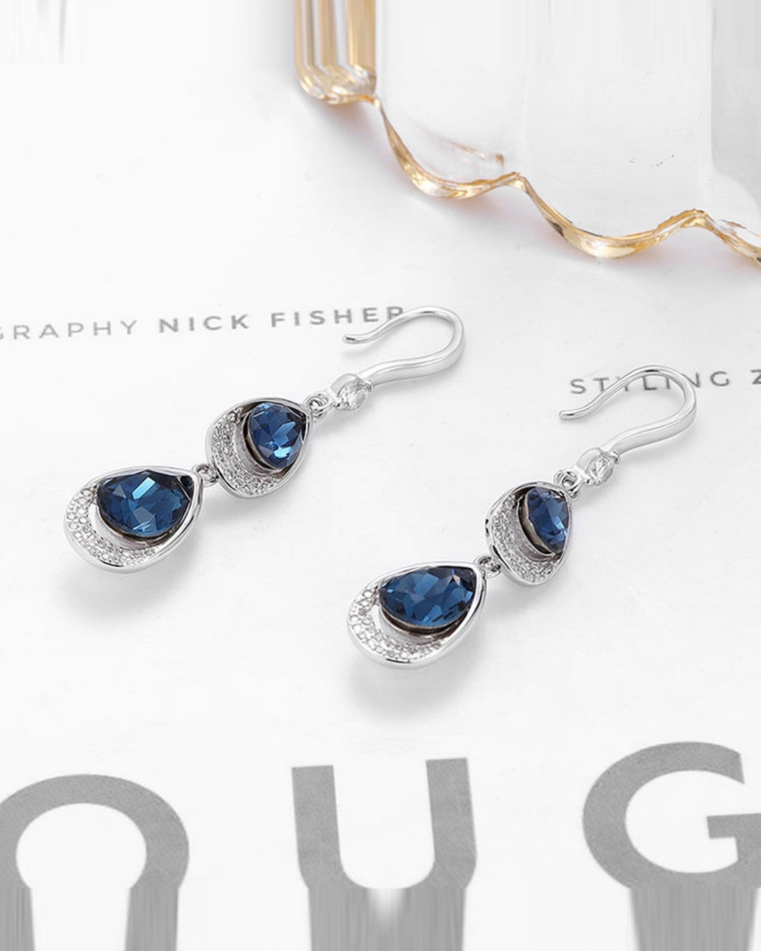 Silver Midnight Teardrop Dangle Earrings