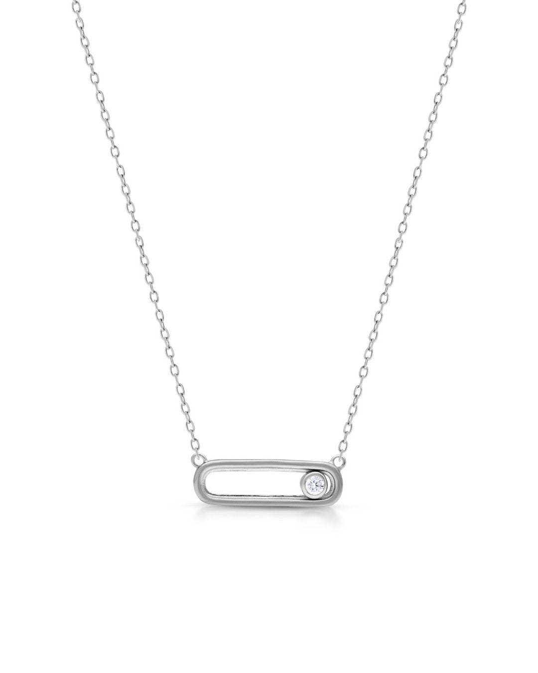 Silver Minimalist Elegance Bar Pendant Necklace