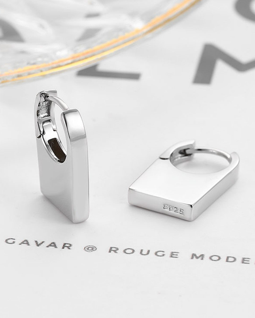 Silver Modern Chic Square Hoop Earrings