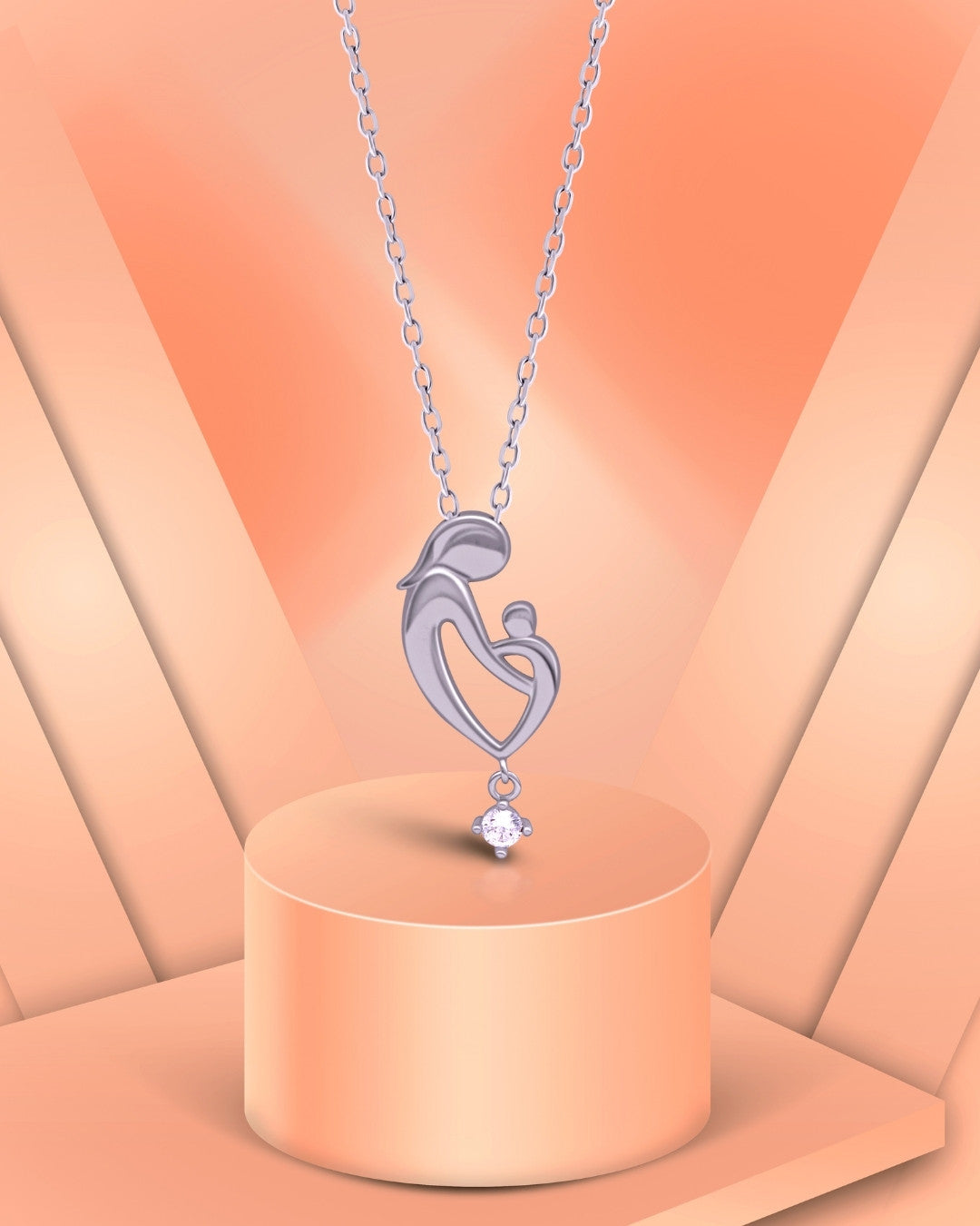 Silver Mother’s Embrace Pendant Necklace