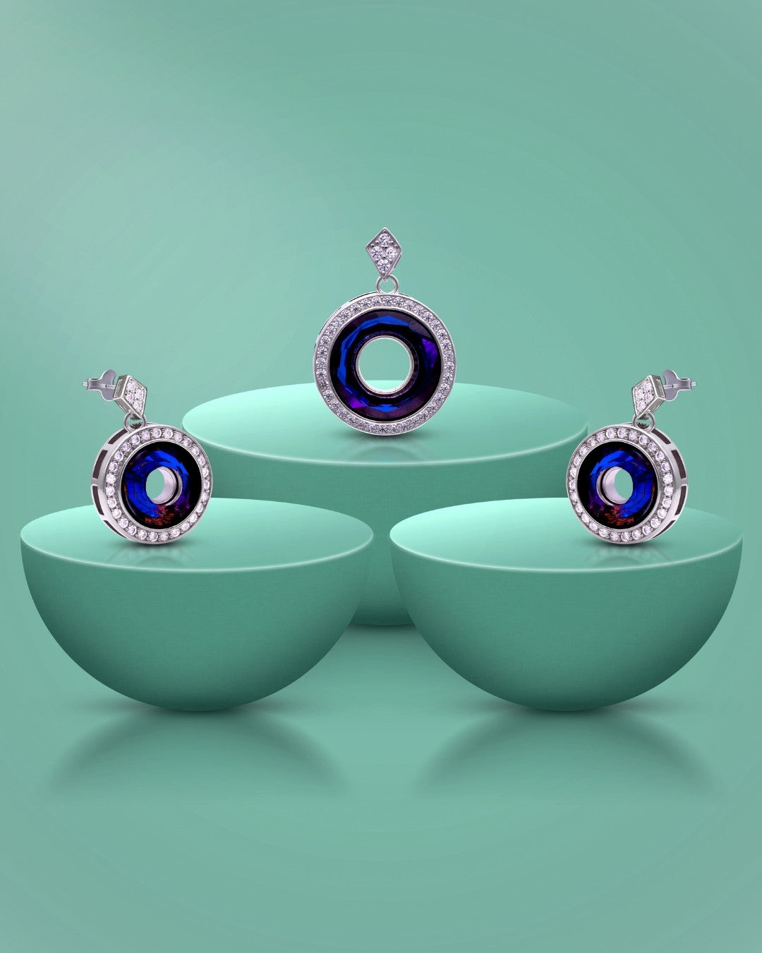 Silver Mystic Aura Pendant Set