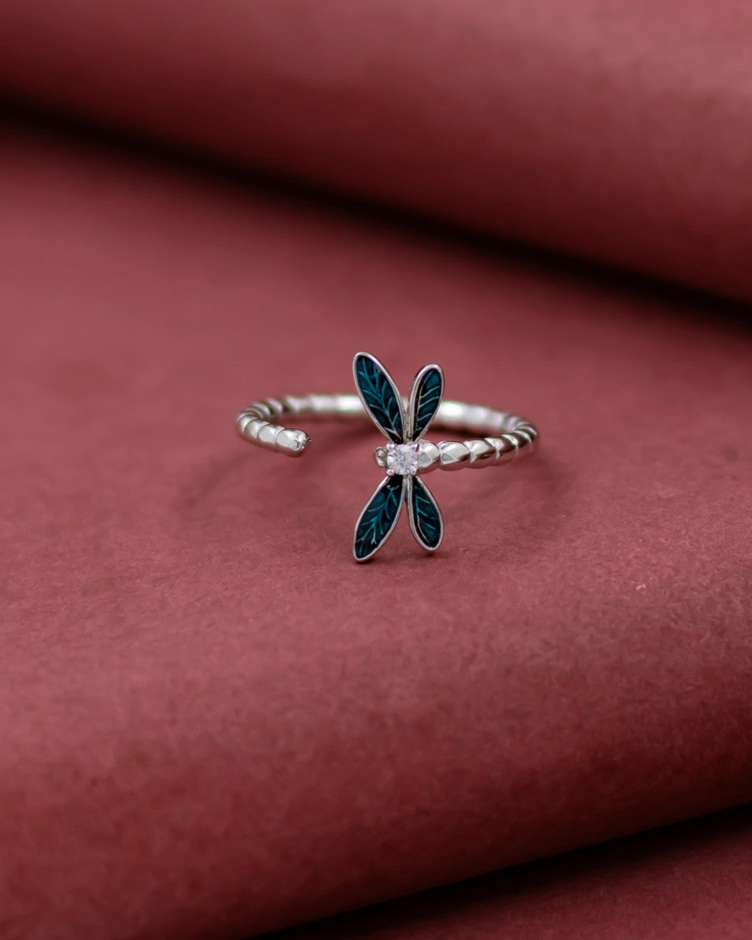 Silver Mystic Flight Dragonfly Ring
