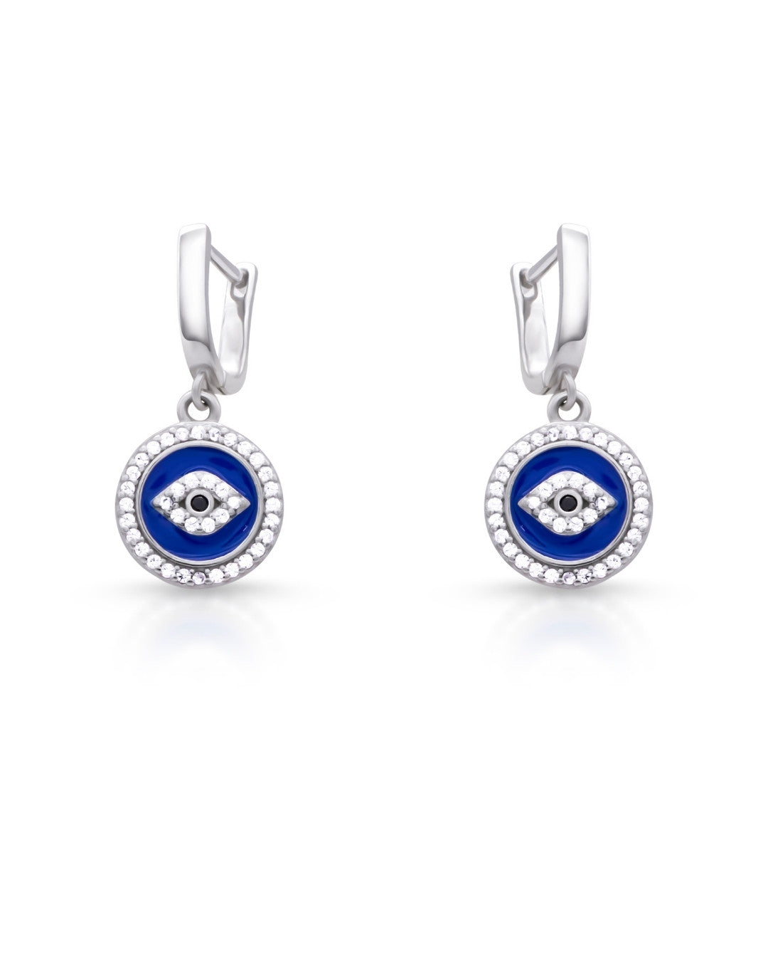 Silver Mystic Protection Evil Eye Drop Earrings